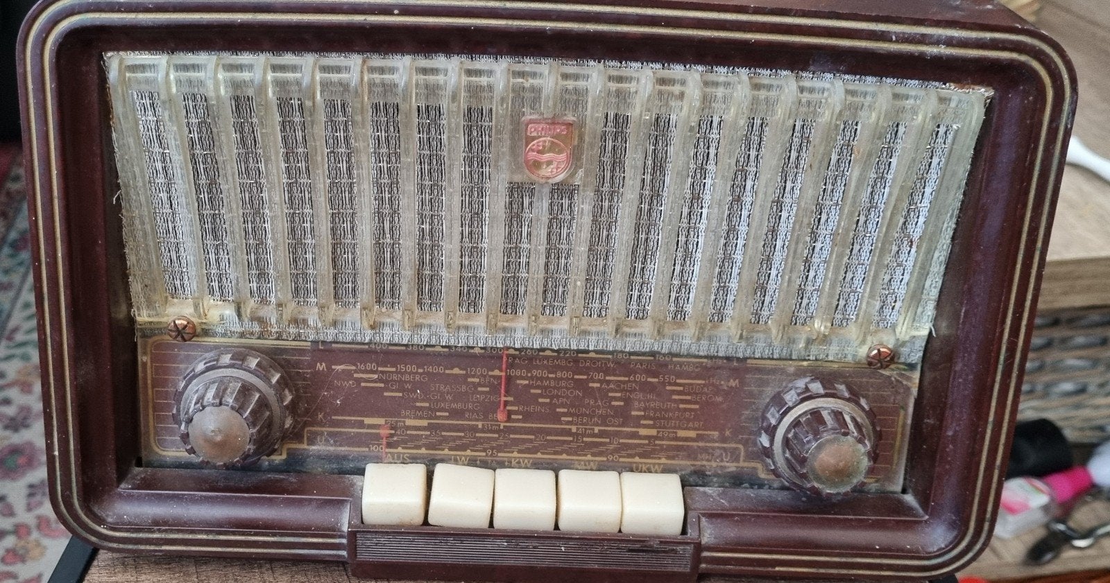 Vintage Philips buizenradio - Decoratief object, Audio, Tv en Foto, Radio's, Ophalen, Gebruikt, Radio