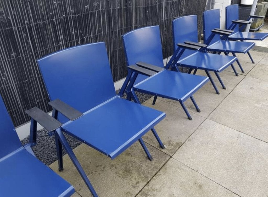 6 Gispen Mondial Gerrit Rietveld stoel chair blauw, Ophalen, Gebruikt, Blauw, Nvt