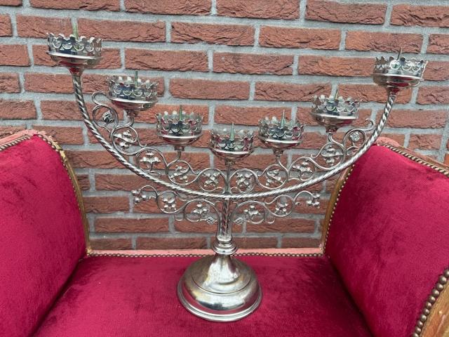 prachtige kandelaar, kerkelijk, neo-gotiek, ca 1880, Antiek en Kunst, Ophalen of Verzenden