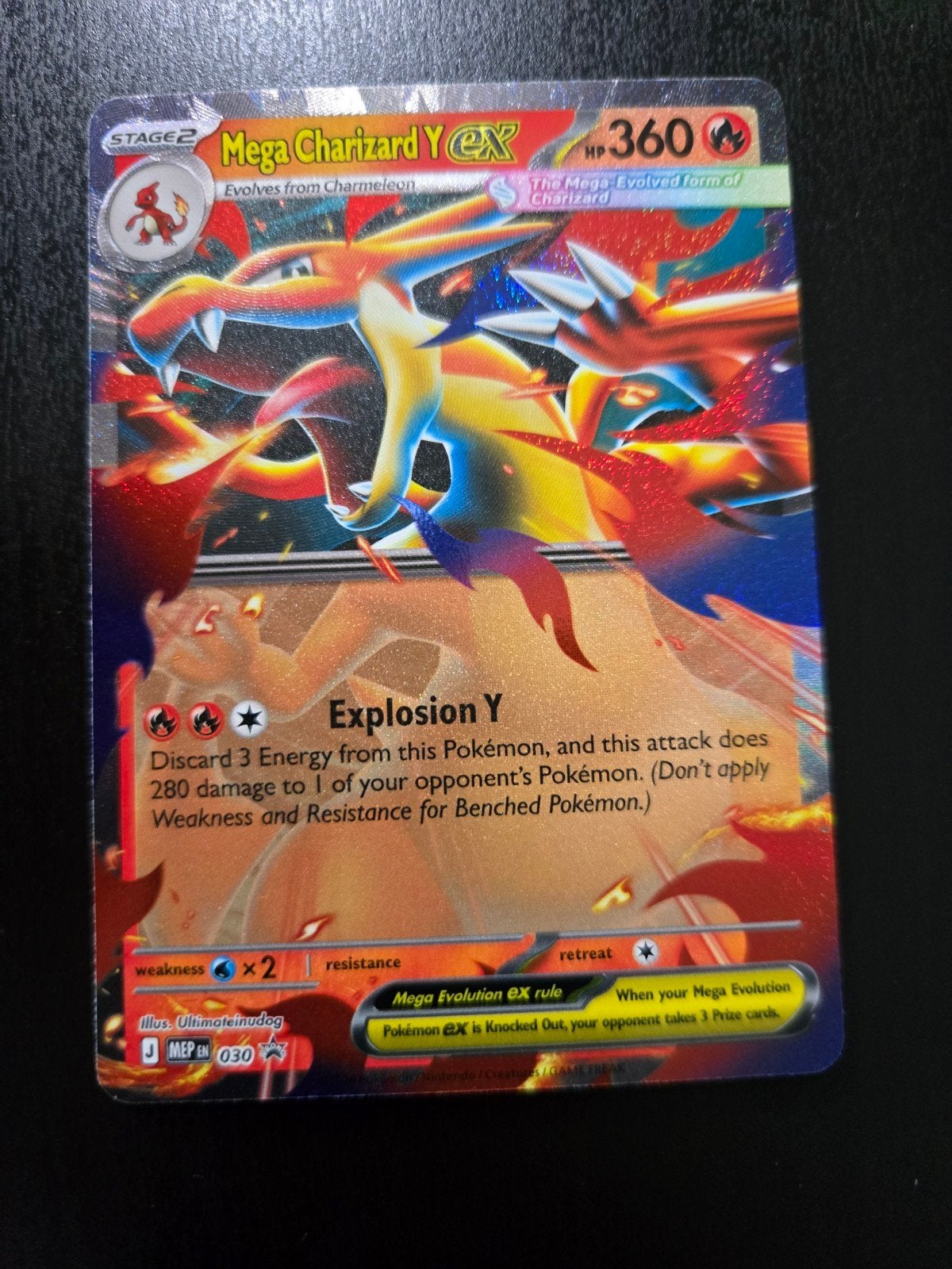 Mega Charizard Y EX Pokémon Kaart - Zeldzaam, Verzenden, Gebruikt, Losse kaart, Foil