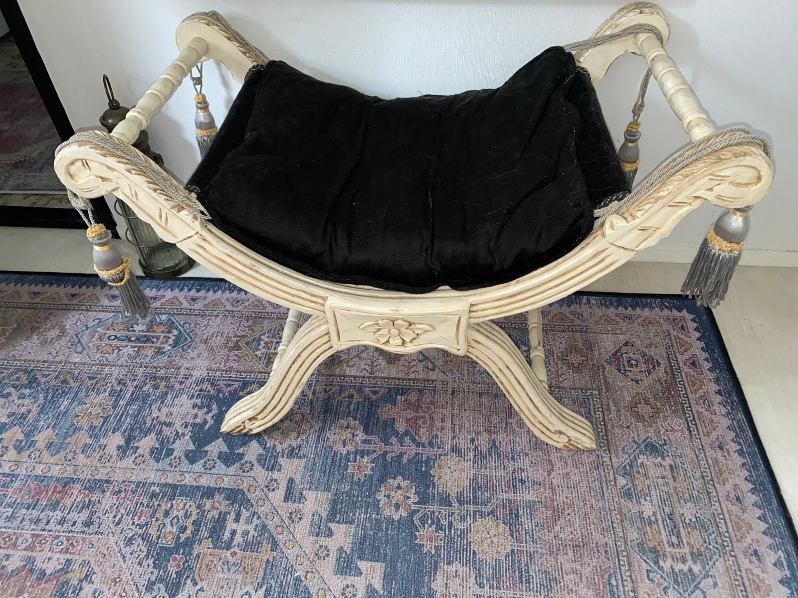 Antieke empire stijl tabouret kruk, Antiek en Kunst, Ophalen