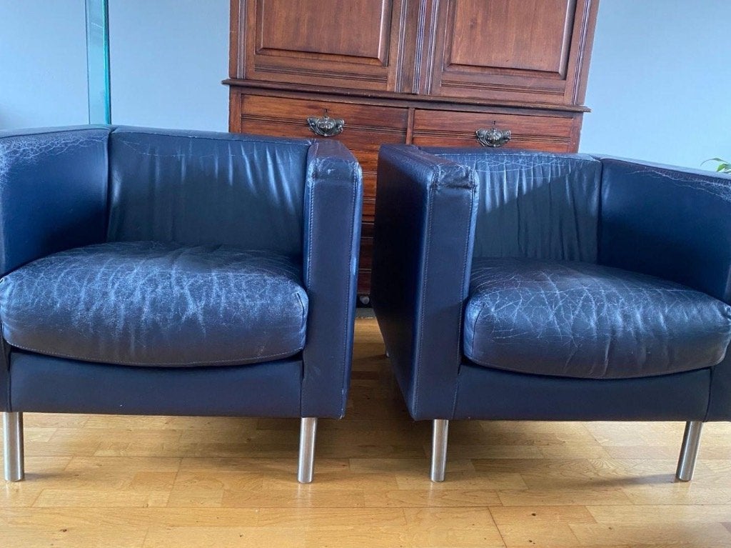 2 Pastoe by Leolux fauteuils, Ophalen, Gebruikt, 75 tot 100 cm, Leer