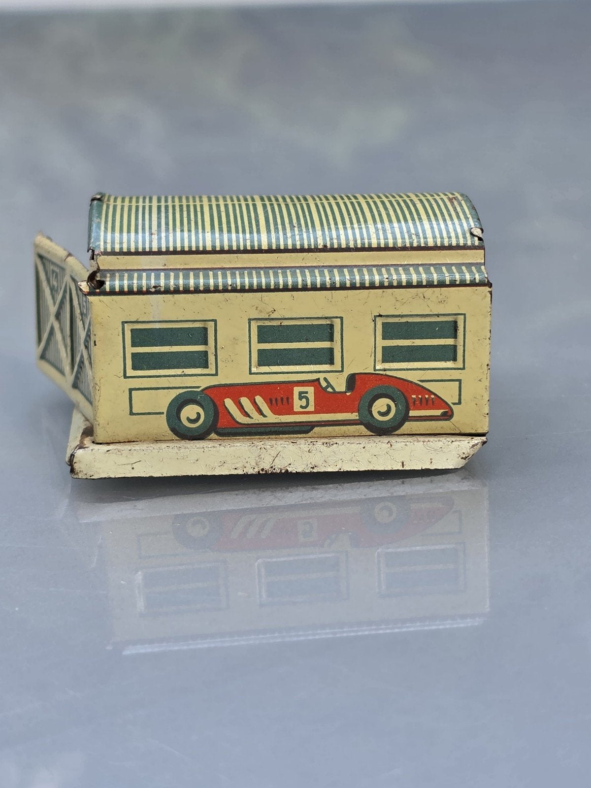 Oud blikken speelgoed Fischer penny toy garage US Zone 103, Antiek en Kunst, Ophalen of Verzenden