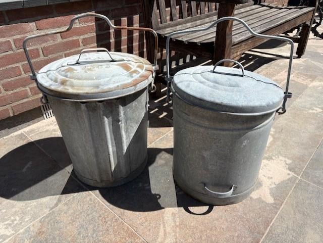 Vuilnis emmers bakken zink uit de jaren 50, Gebruikt, Minder dan 60 cm, Rond, Ophalen of Verzenden