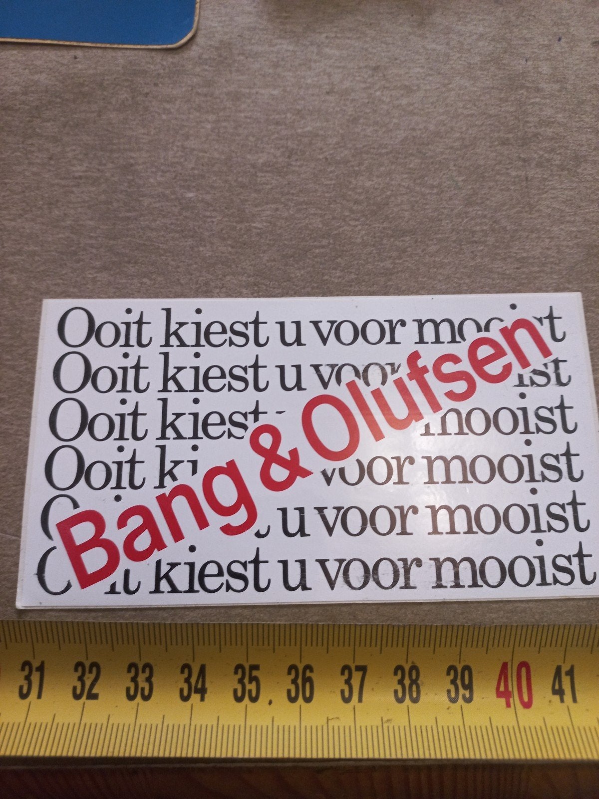 Vintage Bang & Olufsen Sticker - 'Ooit kiest u voor mooist', Ophalen of Verzenden