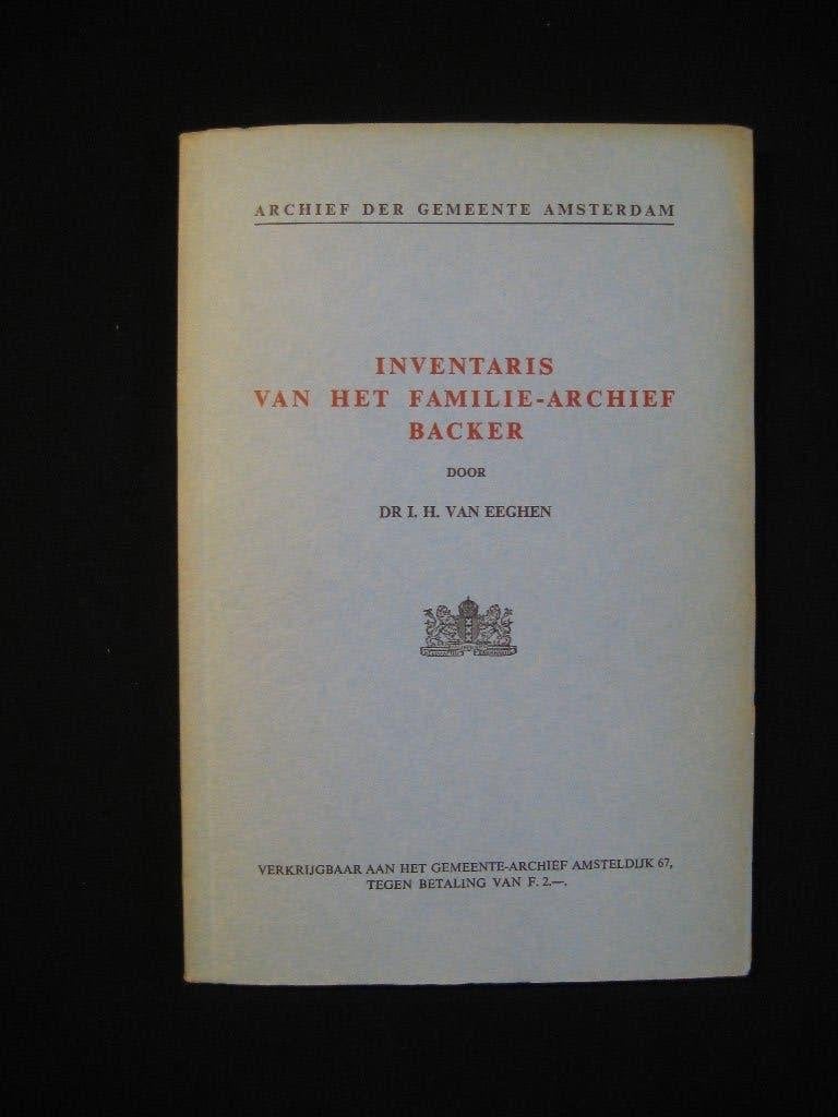 Genealogie. Inventaris van het familie-archief Backer., Ophalen of Verzenden, Gelezen