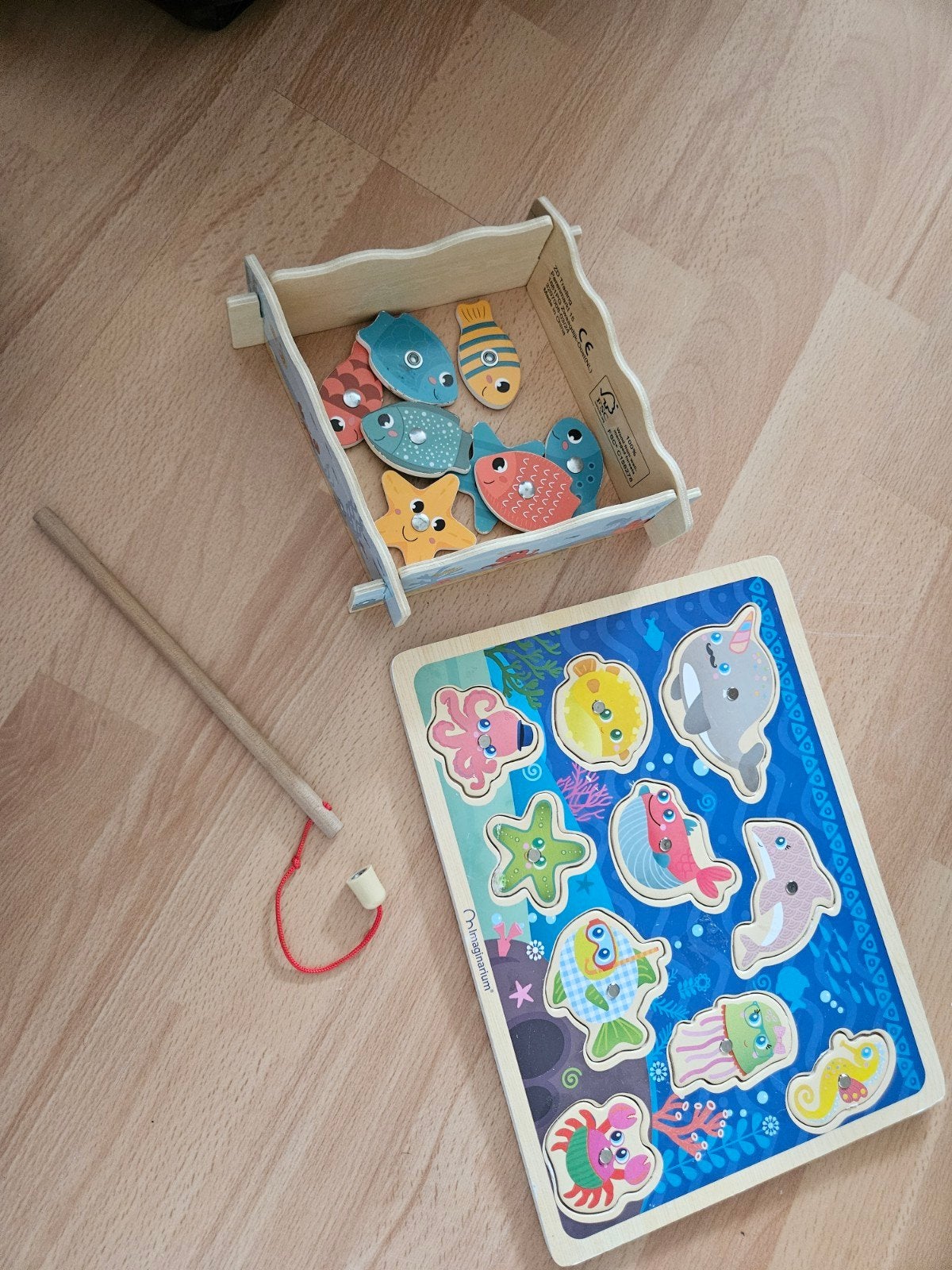 2x Magnetisch Visspel voor Motoriek - Houten Speelgoed, Ophalen, Gebruikt, Puzzelen