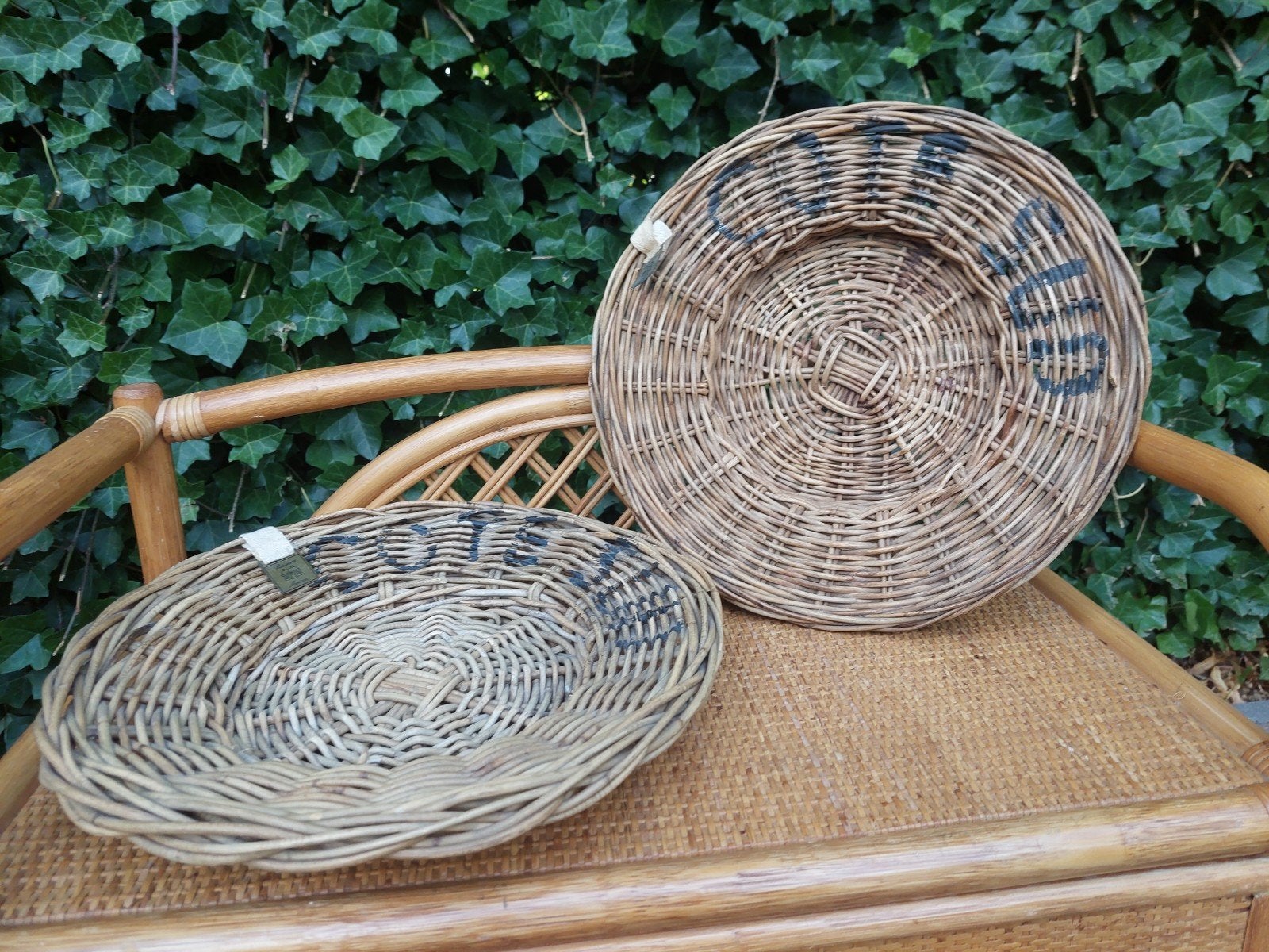 Rivièra Maison Rustic Rattan Manden / Schalen - Set van 2, Ophalen of Verzenden, Zo goed als nieuw, Rond, Riet