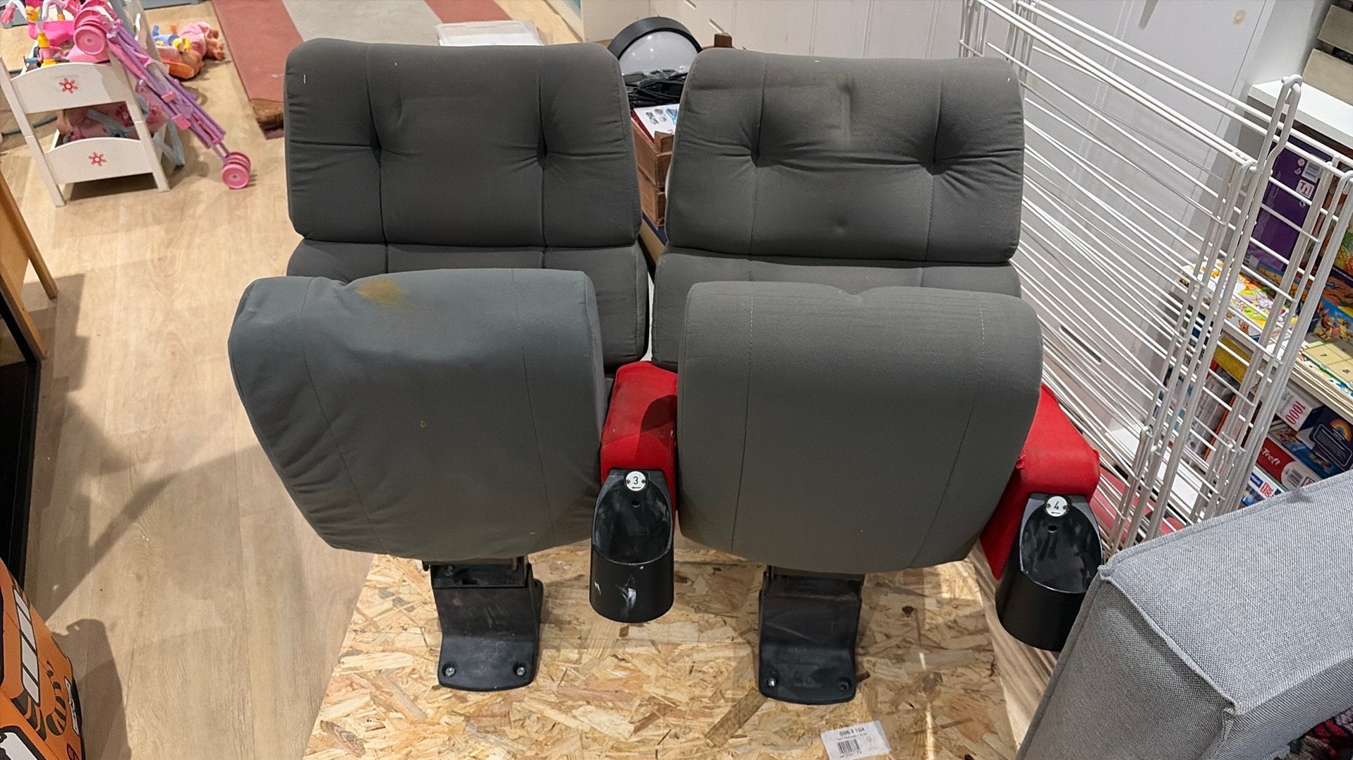 Bioscoop stoelen, Ophalen, Gebruikt, Twee, Stof