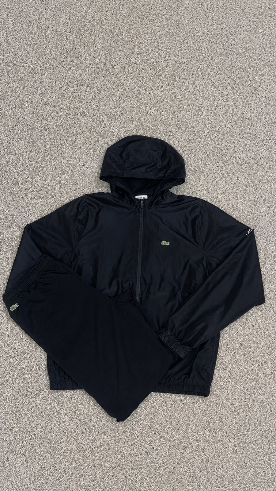 Lacoste Sport Trainingspak Zwart - Maat 176CM, Fitness, Blauw, Ophalen of Verzenden, Zo goed als nieuw
