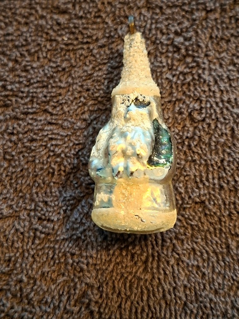 Antieke glazen kerstman met micasneeuw  – Jaren 30/50, Ophalen of Verzenden, Gebruikt