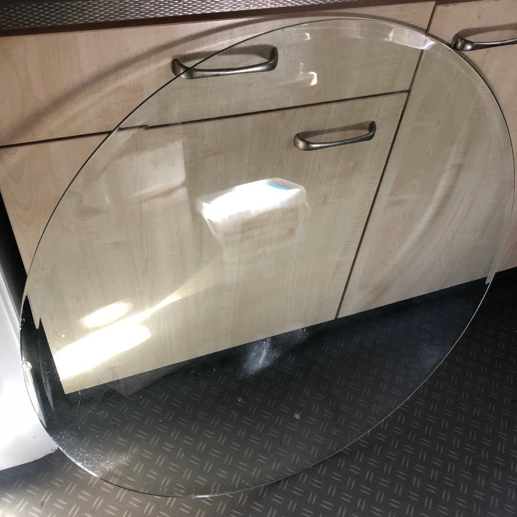 ronde gehard glazen tafelblad 80 x 80 Cm., Ophalen, Gebruikt, 50 tot 100 cm, Rond