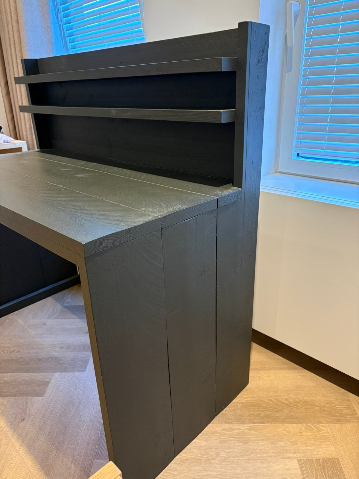 Bureau steigerhout antraciet geverfd, Ophalen, Opbergruimte, Gebruikt, 120 cm