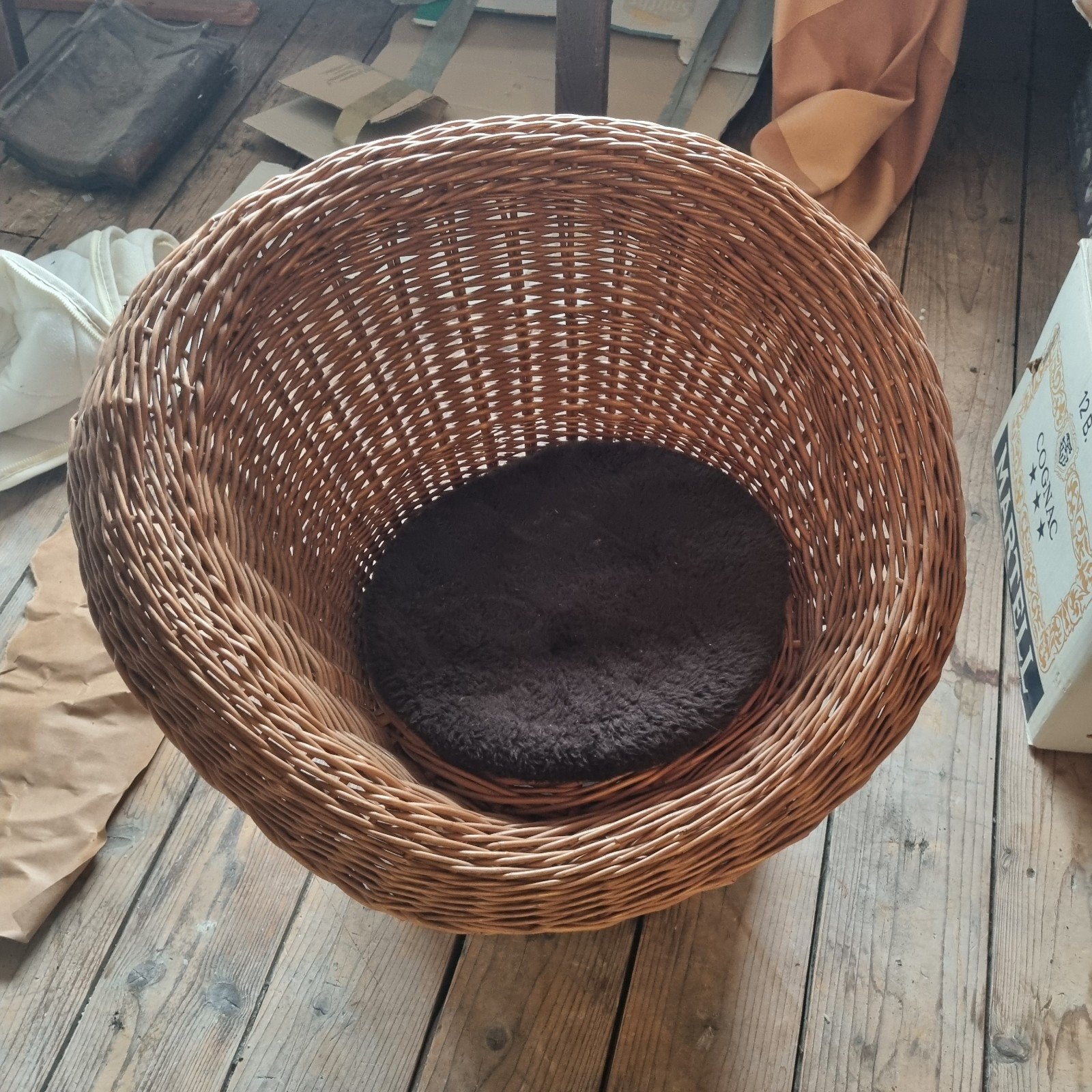 Rotan kinder fauteuil met kussen - Vintage rieten stoel, Ophalen, Gebruikt, Bruin, Vintage, Bohemien