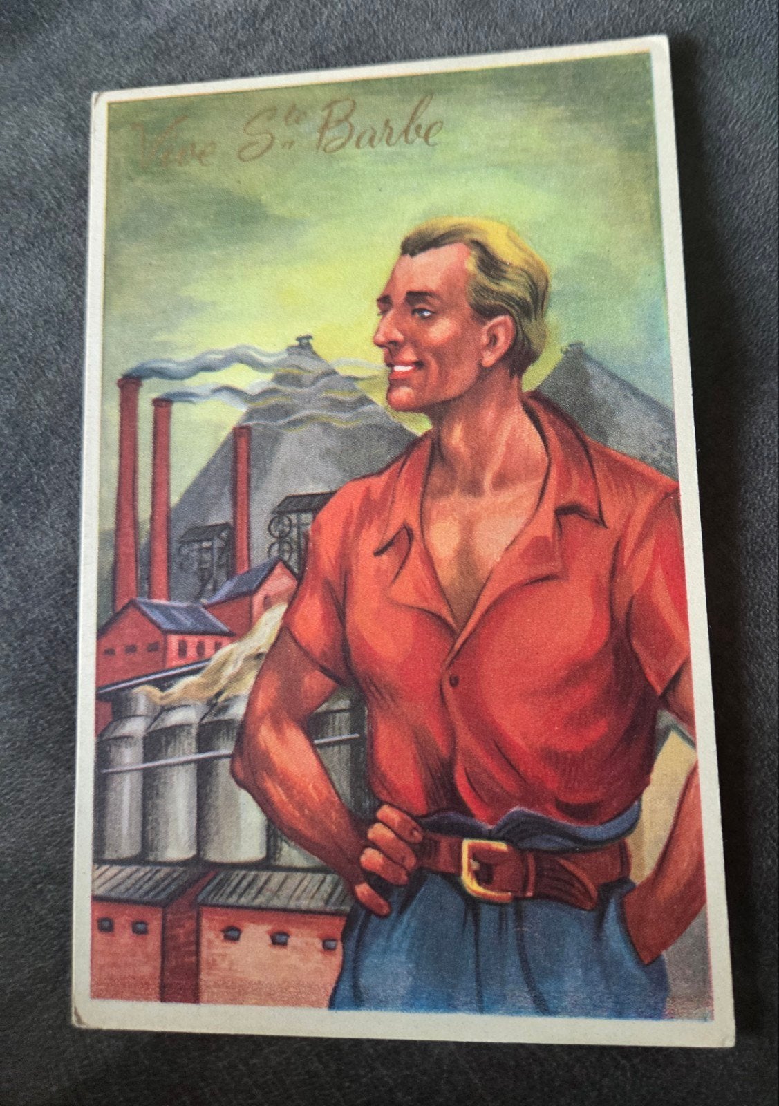 Vintage Sint-Barbara Postkaart - Mijnwerker, Verzenden, 1940 tot 1960, Ongelopen, Overige thema's
