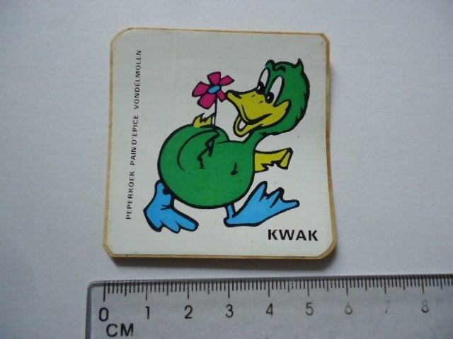 sticker Jaren 70 strip duck eend flowerpower koek 2cv 2-cv, Verzenden, Zo goed als nieuw