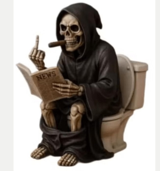 Prachtig beeldje Skelet op toilet (10cm), Ophalen of Verzenden, Nieuw