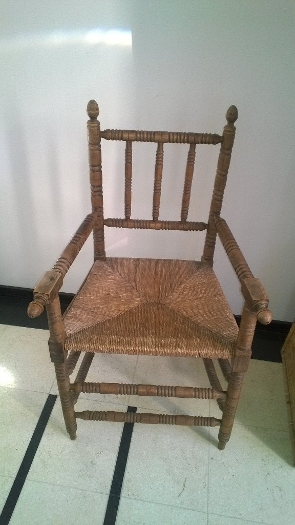 Vintage decoratieve houten stoel met vlechtwerk, Ophalen