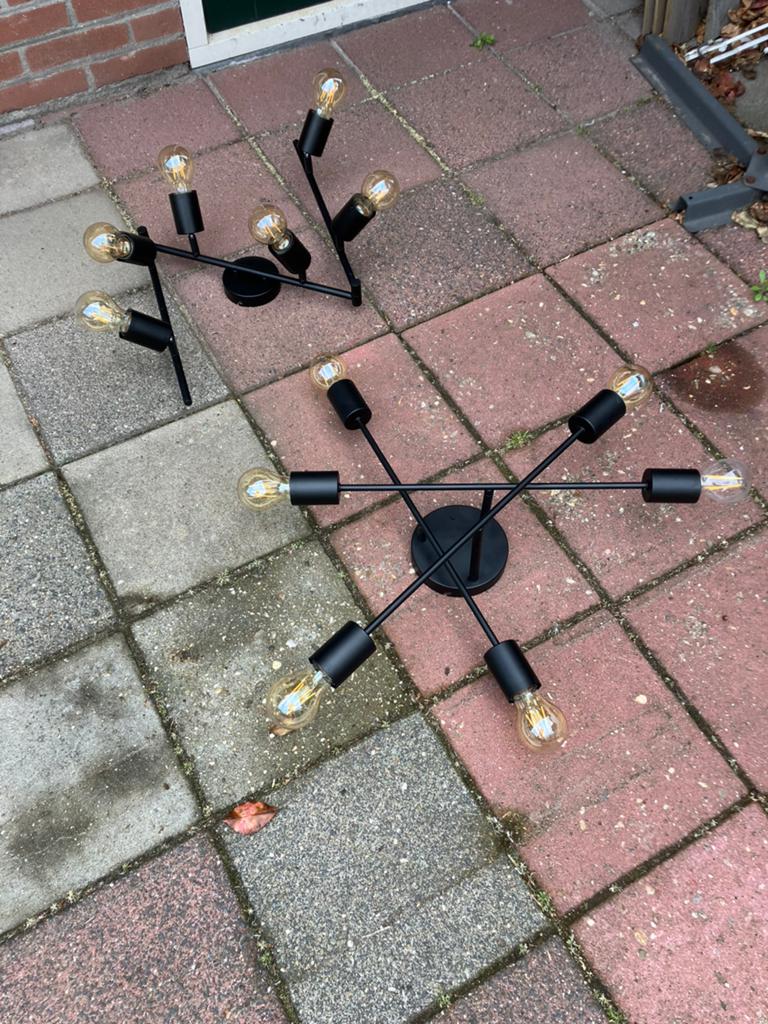 Nette lampenset kamer eethoek zwart verstelbaar, Ophalen, Zo goed als nieuw
