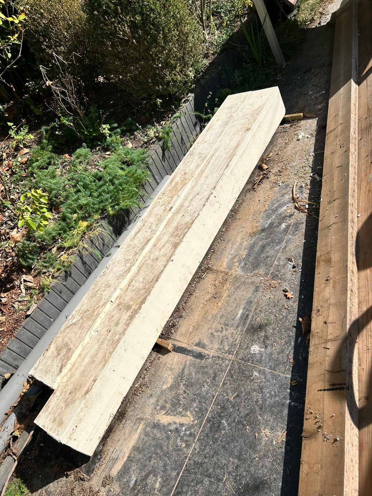 2 zware hardhouten dragers / poeren. 20 x 20 cm, Tuin en Terras, Ophalen, Gebruikt, Palen, Hardhout