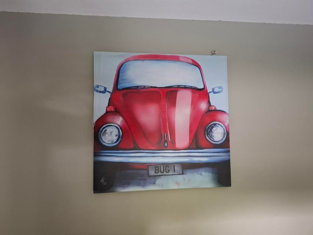 Schilderij Volkswagen Kever. 76cm x 76cm., Ophalen