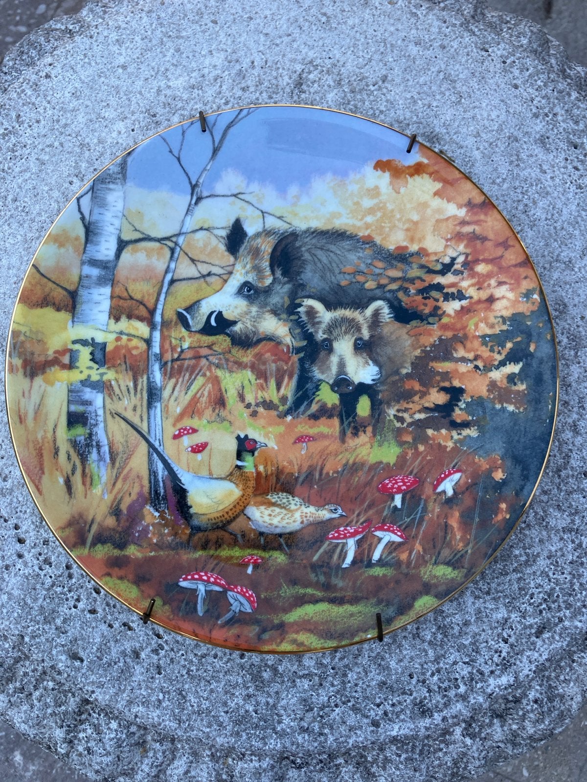 Walty Herfst Decoratieve Plaat - Everzwijnen & Fazanten, Antiek en Kunst, Ophalen of Verzenden