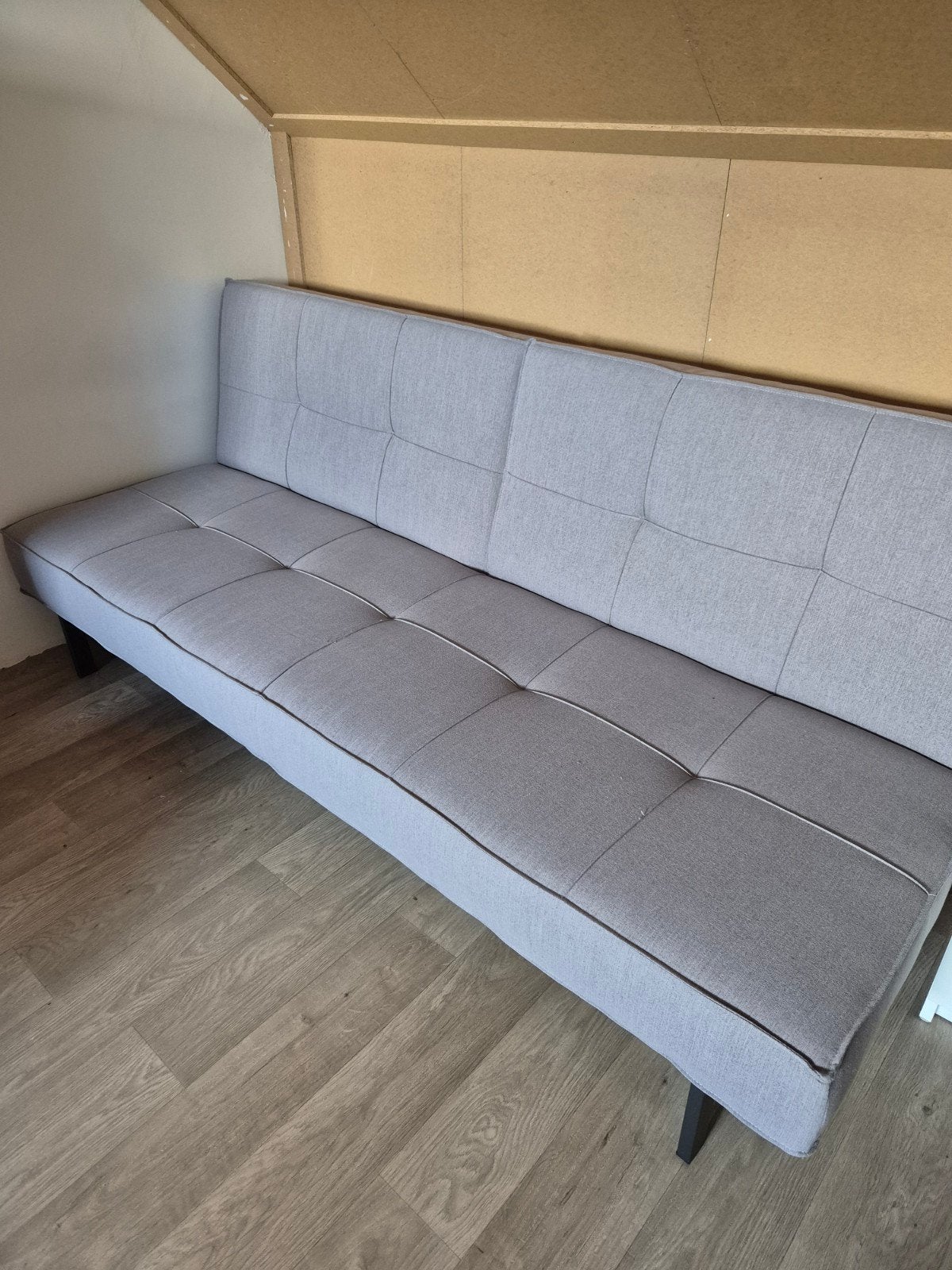 Grijze slaapbank / bedbank, Ophalen, Tweepersoons, 100 cm