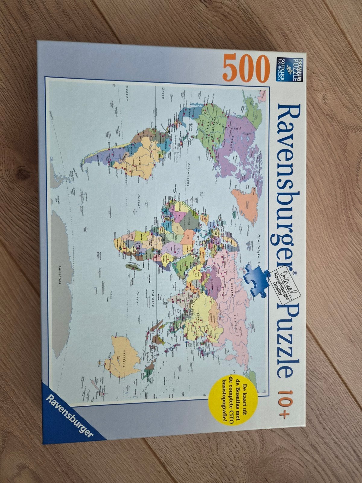 Ravensburger wereldkaart puzzel 500 stukjes, Hobby en Vrije tijd, Ophalen, 500 t/m 1500 stukjes, Zo goed als nieuw, Legpuzzel