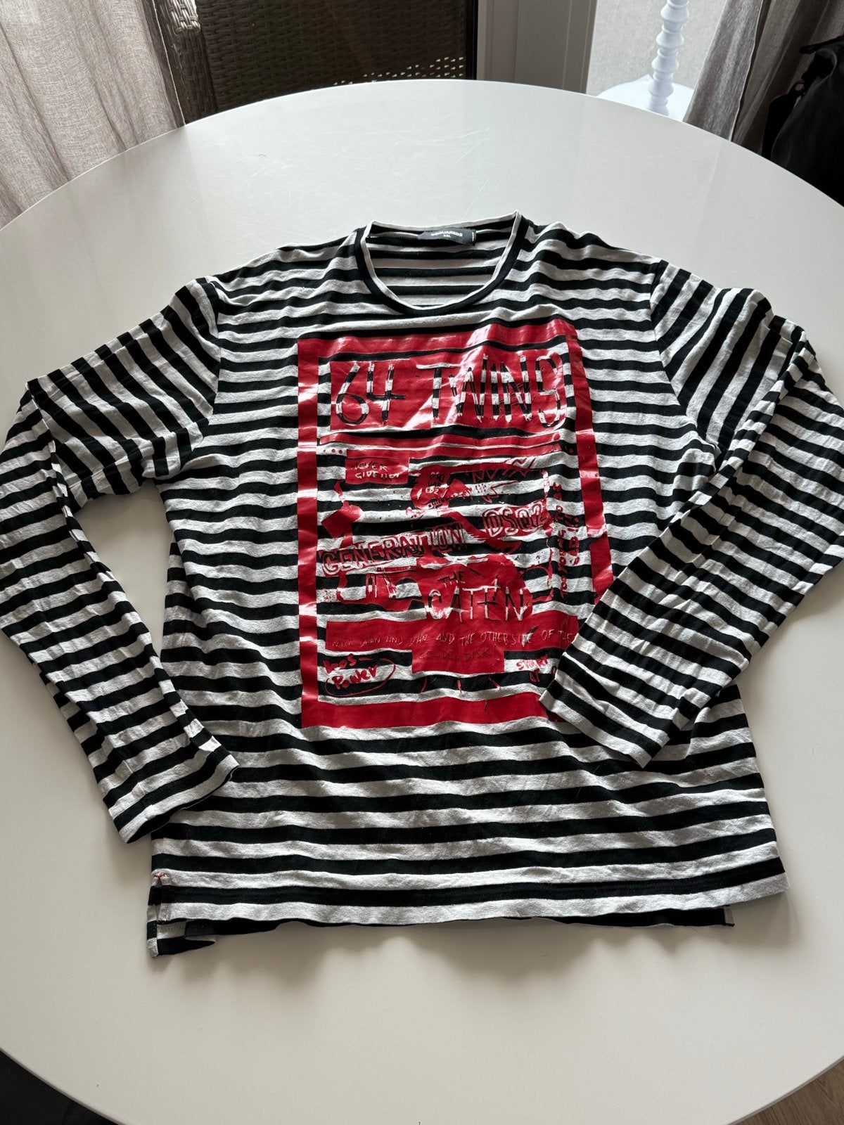Dsquared2 longsleeve gestreept met print, Ophalen, Gedragen, Maat 56/58 (XL), Overige kleuren