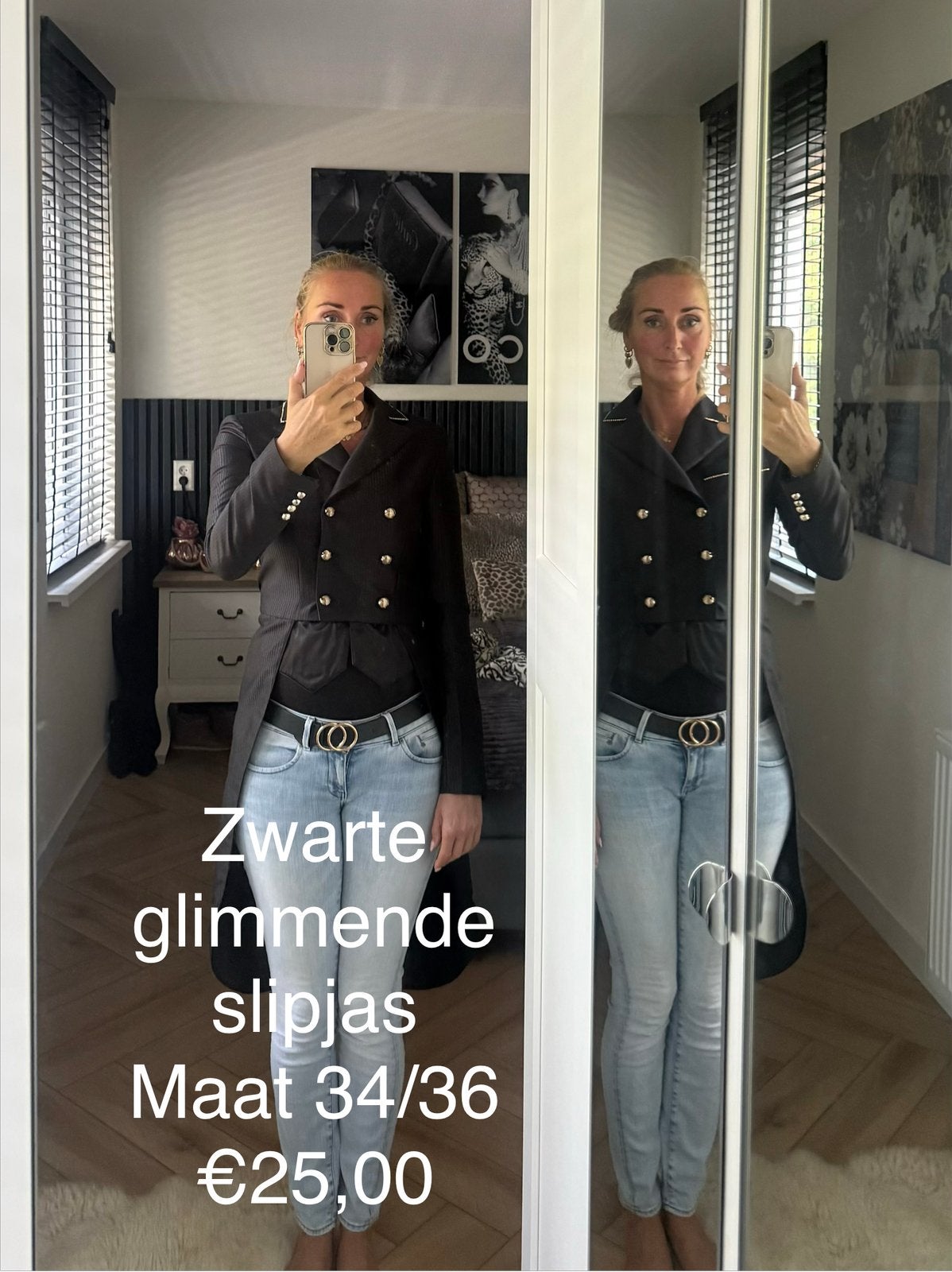 Prachtige zwarte slipjas, Ophalen of Verzenden, Gebruikt, Dressuur, Bovenkleding