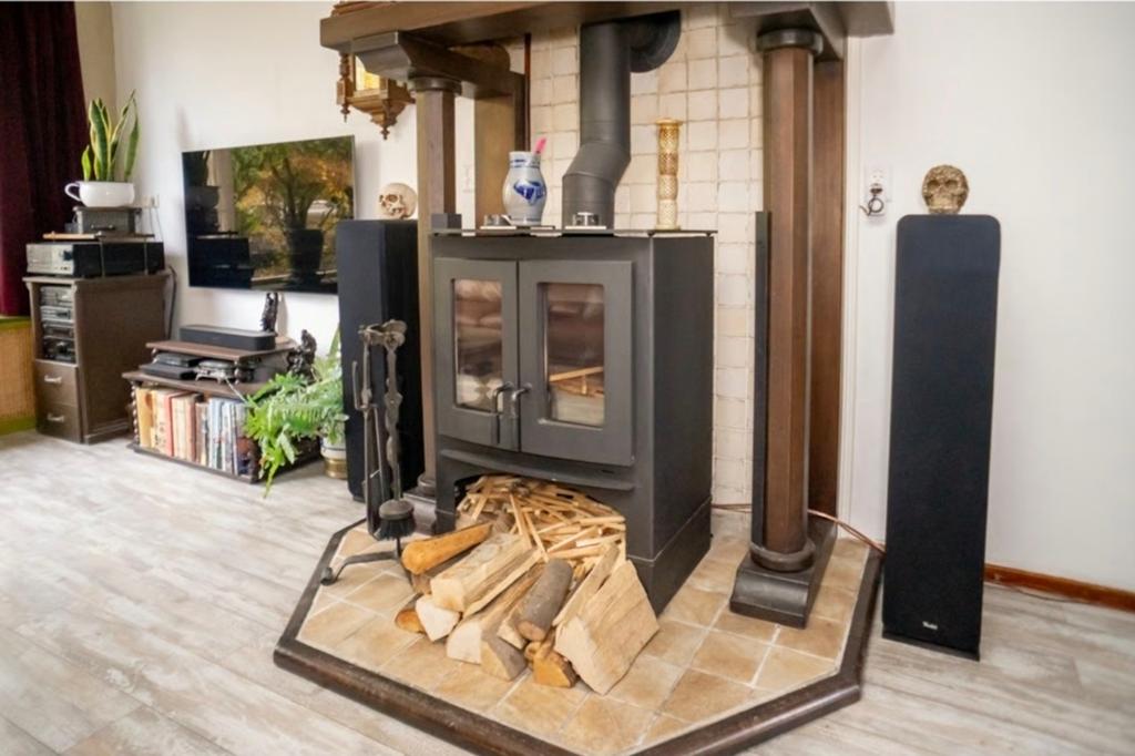 Hout CV haard Nordic fire Lodge, Huis en Inrichting, Ophalen, Zo goed als nieuw, Vrijstaande haard, Houthaard