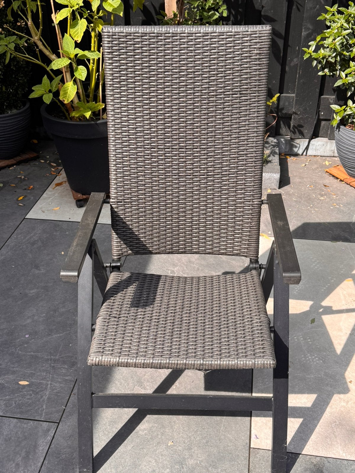 2 verstelbare tuinstoelen, Tuin en Terras, Tuinstoelen, Ophalen, Zo goed als nieuw, Rotan