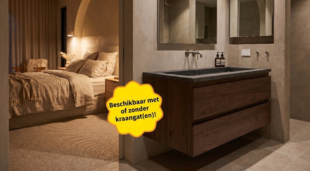 Actie-set badmeubelset 120 cm met écht hardstenen wastafel, Ophalen, 100 tot 150 cm, Nieuw, Minder dan 100 cm