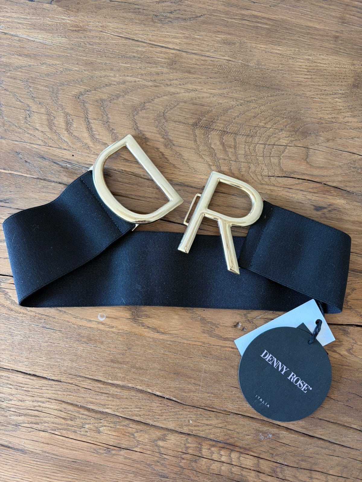 DENNY ROSE elastisch ceintuur met goudkleurige gesp S/M, Kleding | Dames, Italie, Verzenden, Zwart, Nieuw