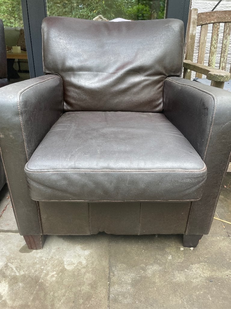 Leren fauteuil x 2, Huis en Inrichting, Fauteuils, Ophalen, Gebruikt, 50 tot 75 cm, Leer