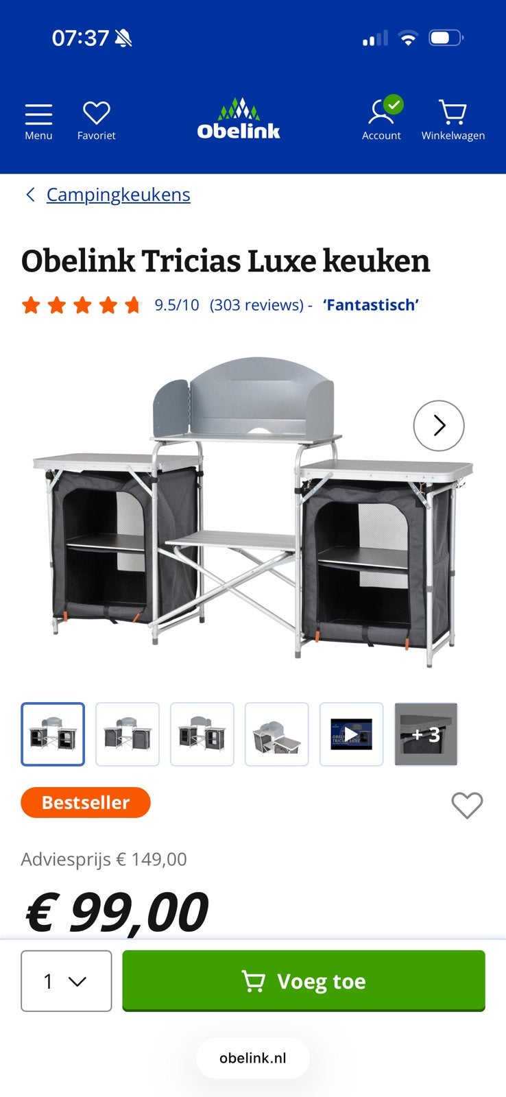 Obelink Tricias keuken, Ophalen, Zo goed als nieuw, Campingkast