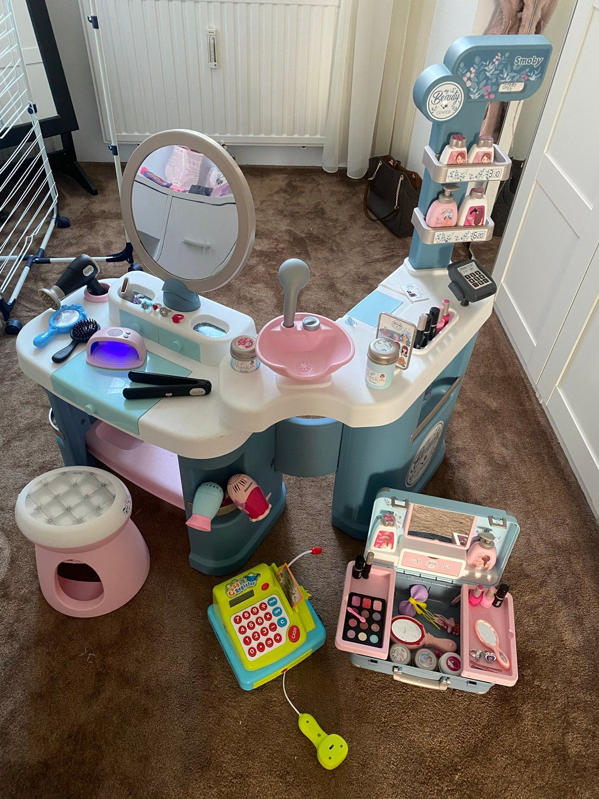 Smoby salontafel, make-up koffer en kassa, Ophalen, Gebruikt, Ontdekken, Met licht