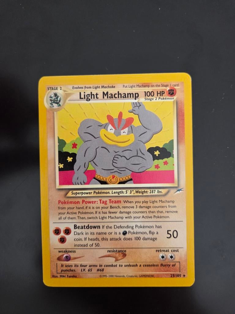 Light Machamp Pokémon Kaart - Neo Destiny 25/105, Ophalen of Verzenden, Gebruikt, Losse kaart