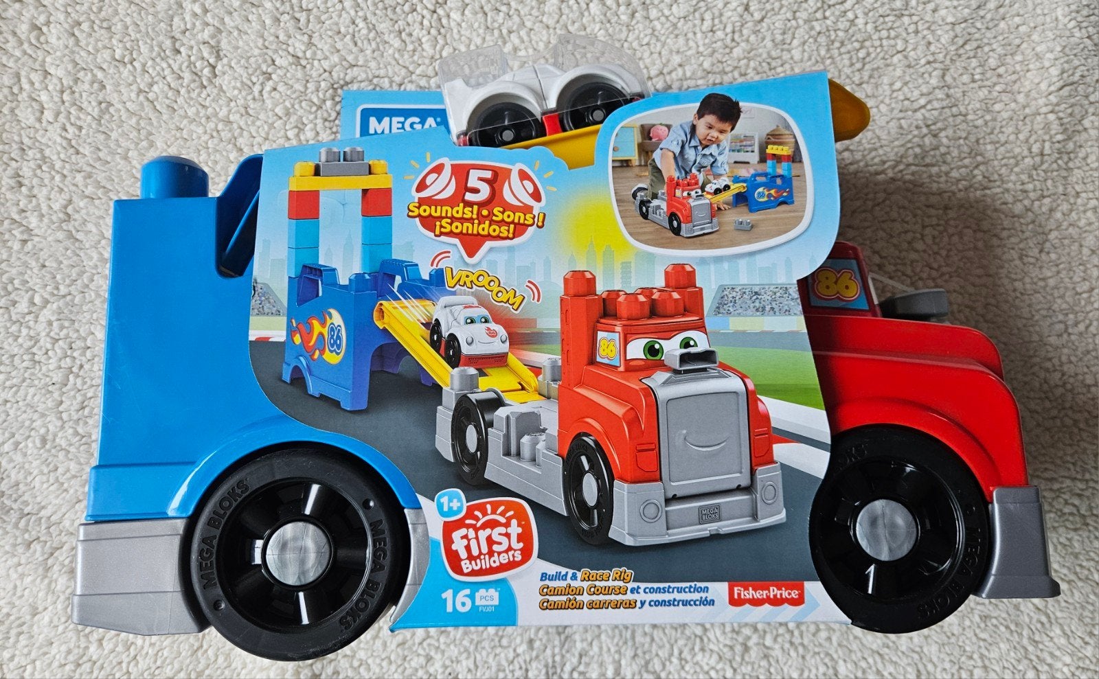Mega Bloks First Builders Build & Race Rig bouwset, Ophalen of Verzenden, Nieuw