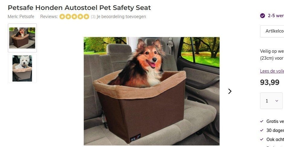 Honden autostoel, Overige merken, Ophalen, Gebruikt, Hondenautostoel