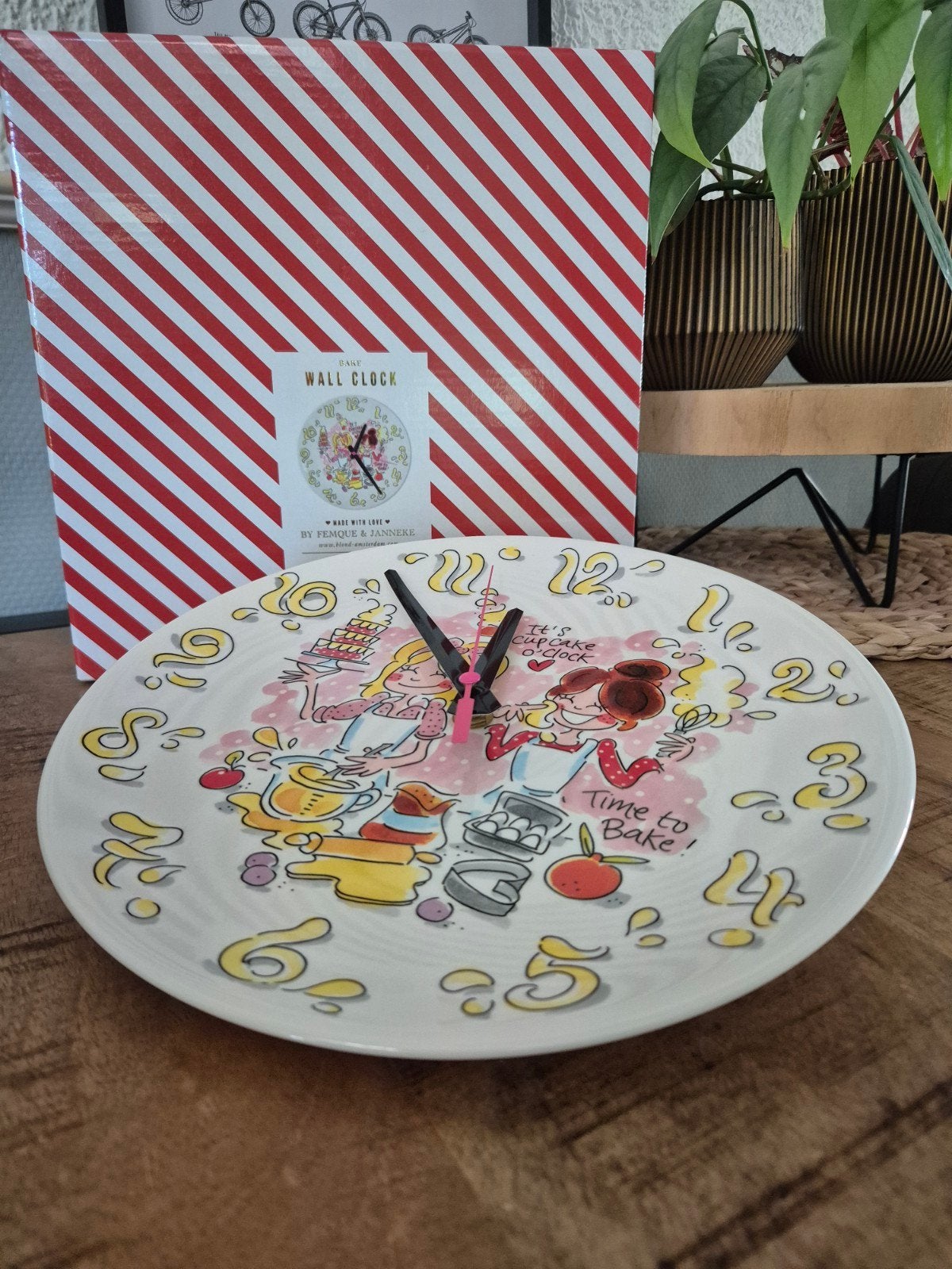 Blond Amsterdam Wandklok Bake My Day - Nieuw in doos, Ophalen, Nieuw, Modern, Overige merken