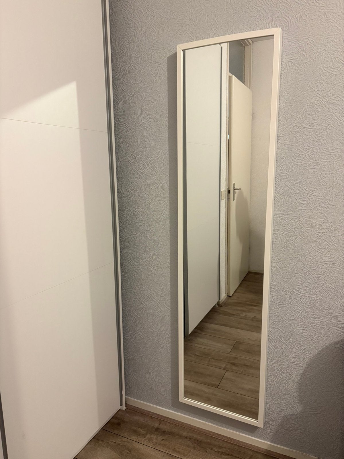 IKEA lange passpiegel wit STAVE, Ophalen, Minder dan 50 cm, Gebruikt, 150 tot 200 cm