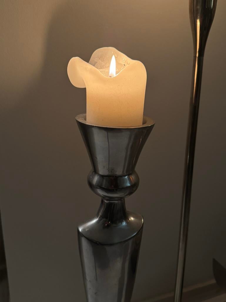 Brocante Zilveren Kandelaar - 60 cm, Huis en Inrichting, Woonaccessoires | Kandelaars en Kaarsen, Ophalen, Gebruikt, 50 tot 75 cm