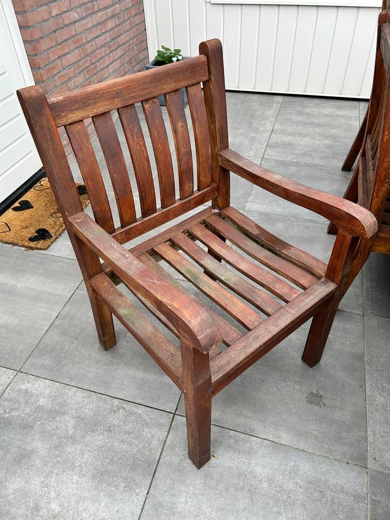 5 Teak houten tuinstoelen gebruikt, Ophalen, Gebruikt, Teakhout