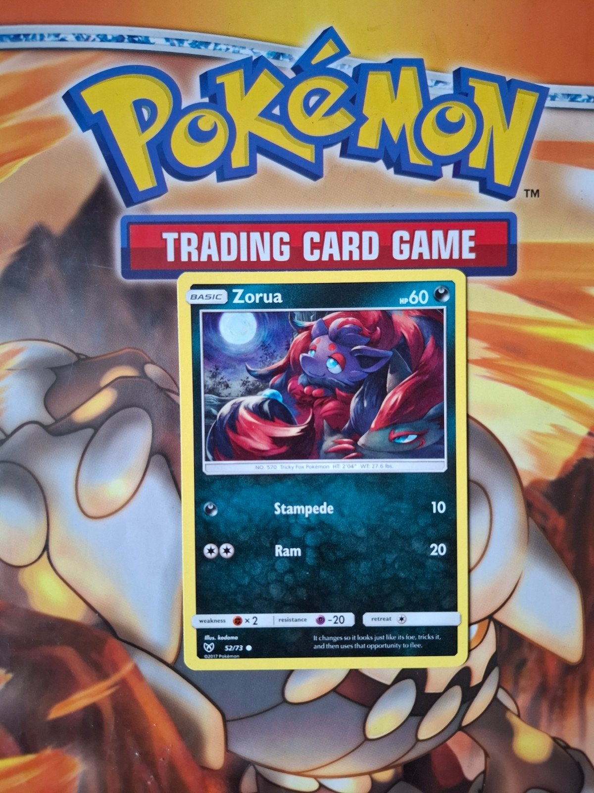 Zorua 52/73 Shining Legends pokemon kaart, Ophalen of Verzenden, Gebruikt, Losse kaart