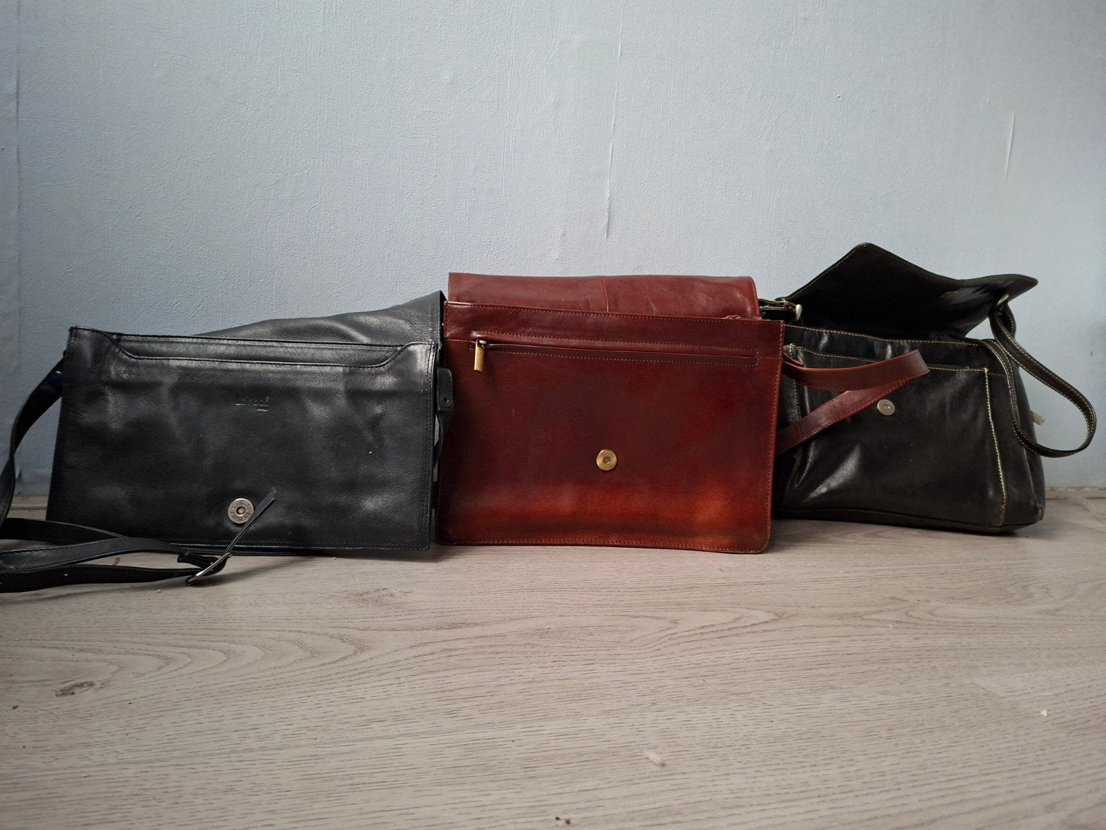 3x Leren Schoudertassen (2x Zwart, 1x Bruin) - Goede Staat, Sieraden, Tassen en Uiterlijk, Ophalen of Verzenden, Gebruikt, Zwart