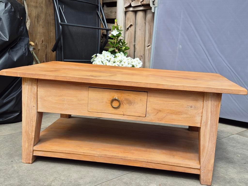 Salontafel / Tv meubel, Huis en Inrichting, Tafels | Salontafels, Ophalen, 100 tot 150 cm, 50 tot 75 cm, Teakhout