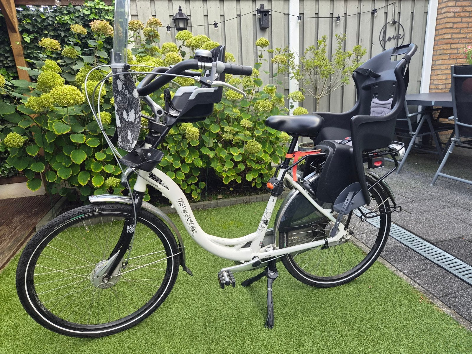 Complete moederfiets met kinderzitjes en windscherm, Fietsen en Brommers, Ophalen, Sparta, 50 tot 53 cm, Trommelrem