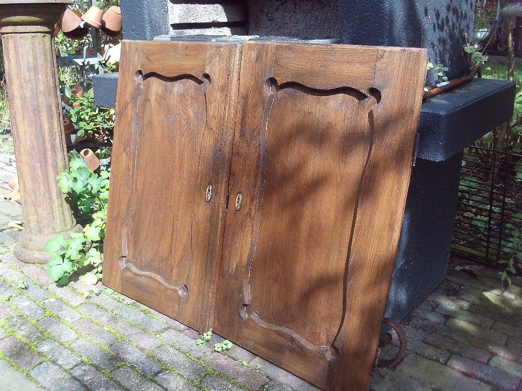 Brocante houten kastdeurtjes/luiken (2 stuks), Ophalen, Gebruikt
