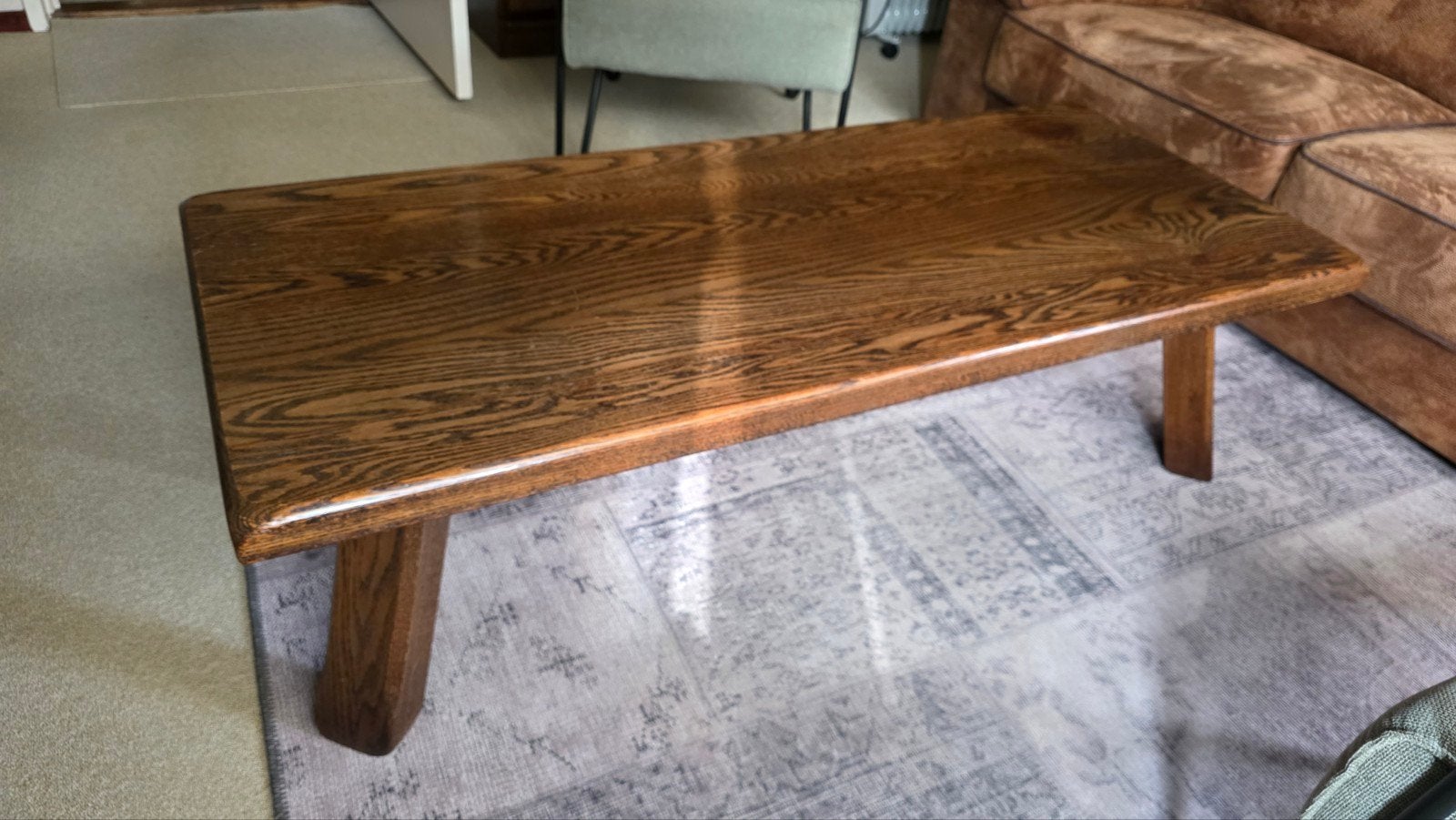 Donker eikenhouten salontafel, Huis en Inrichting, Ophalen, Gebruikt, 100 tot 150 cm, Eikenhout